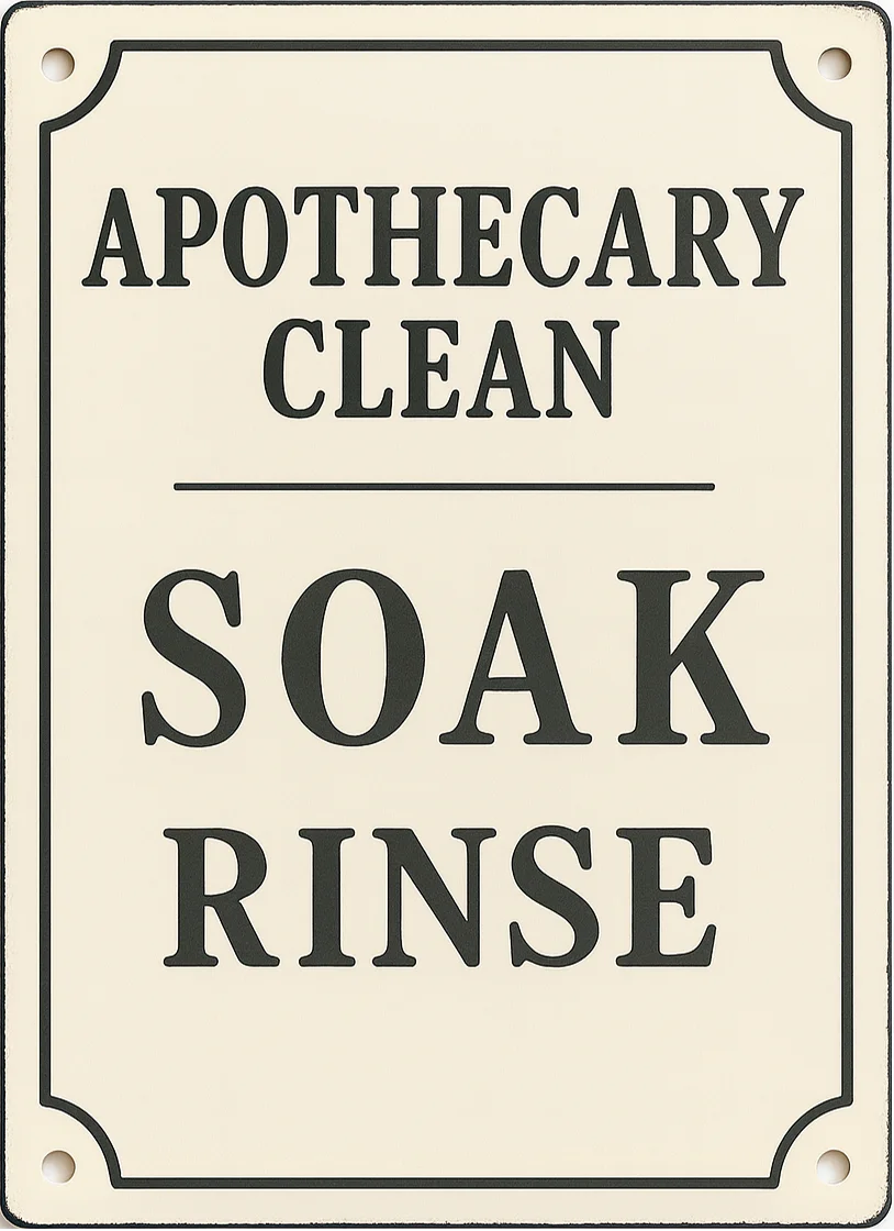 Soak Rinse Enamel Sign
