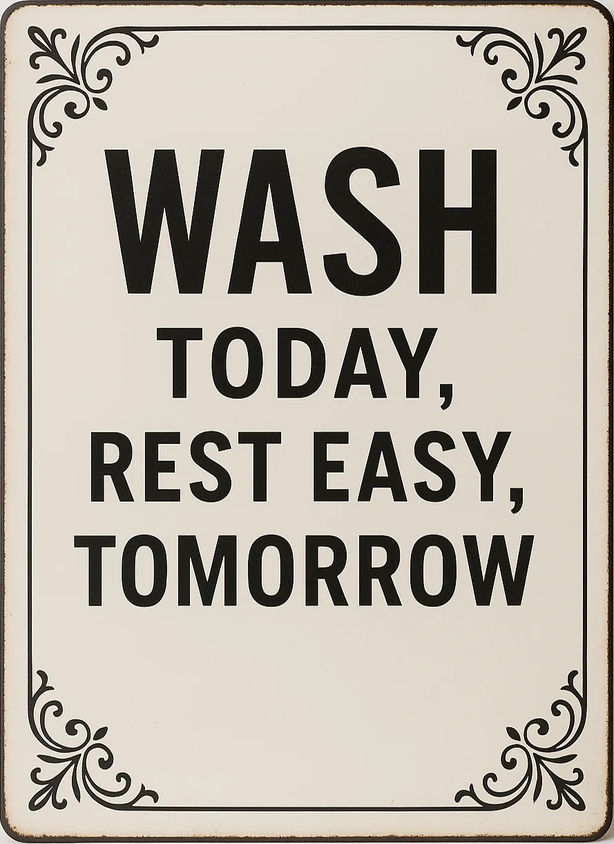 Wash Today Enamel Sign