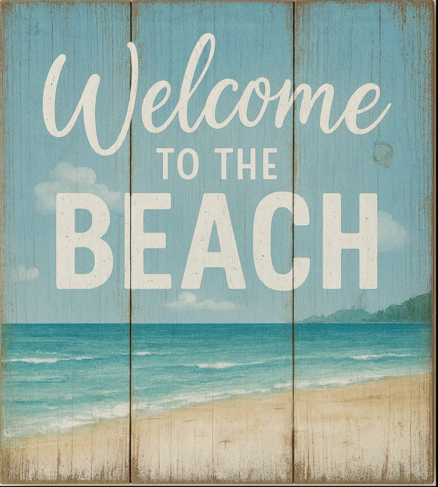 Welcome to the Beach Slated Plaque