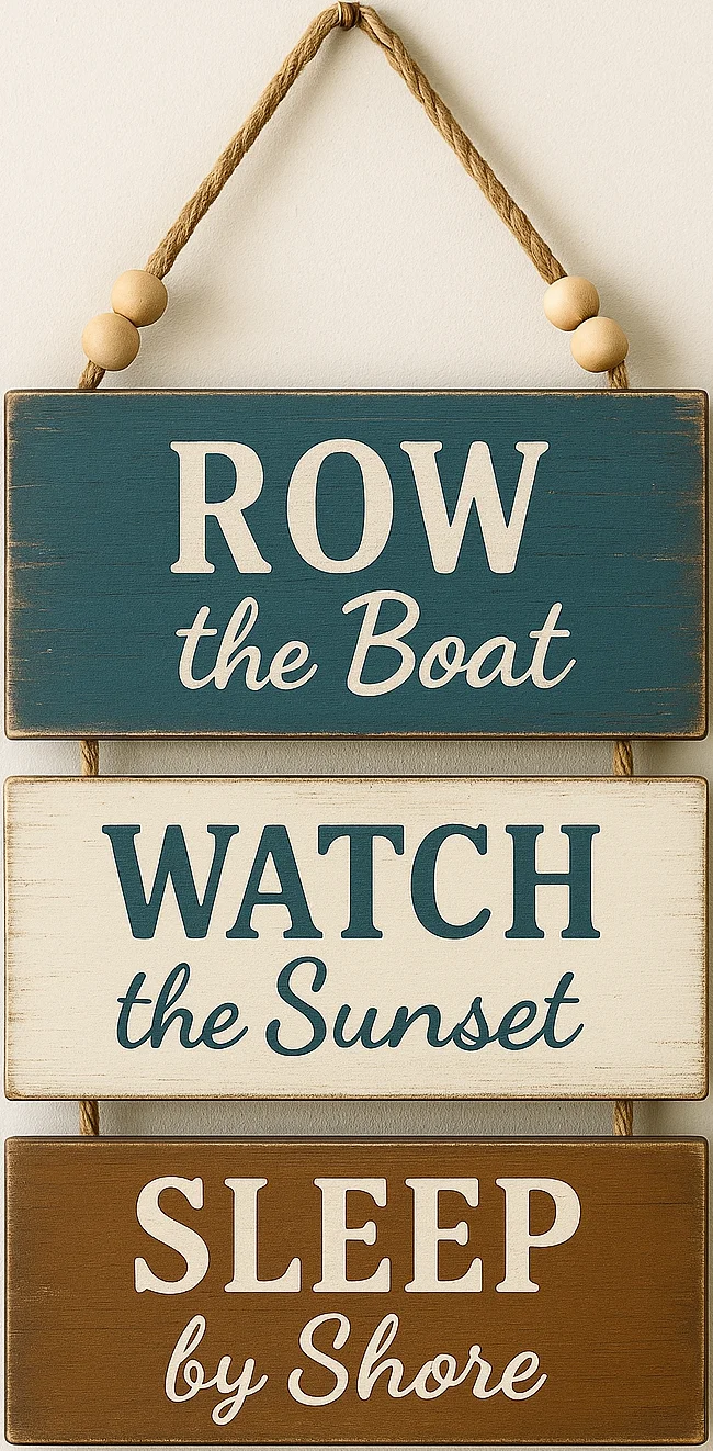 Rustic Seaside Hanging Plaque I