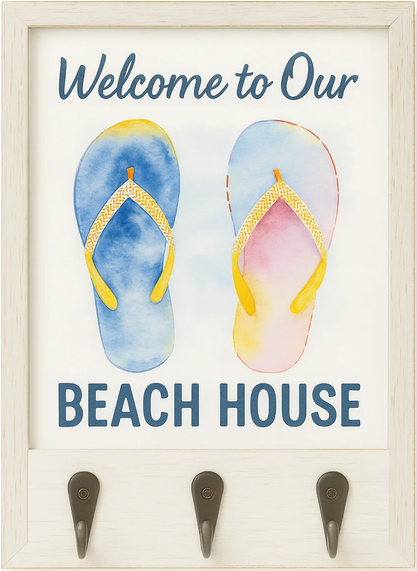 Rustic Coastal Welcome Hook Plaque