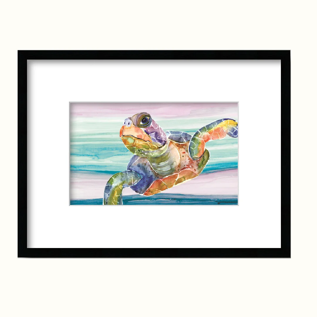 Sea Turtle Framed Art with White Cardstock Mat