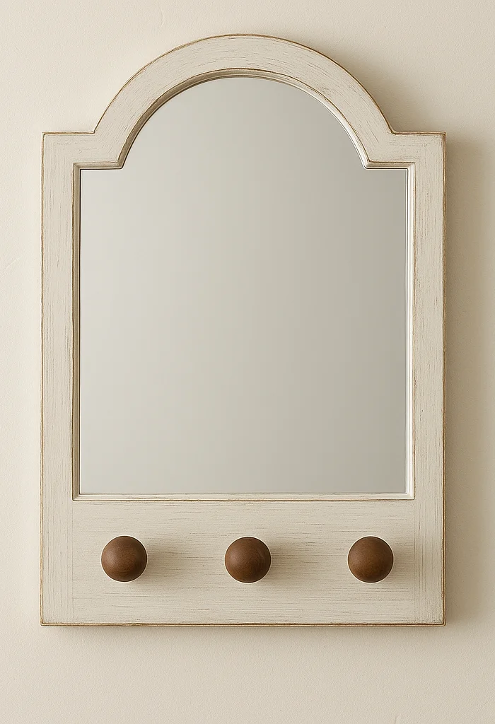Vintage White Arch Mirror